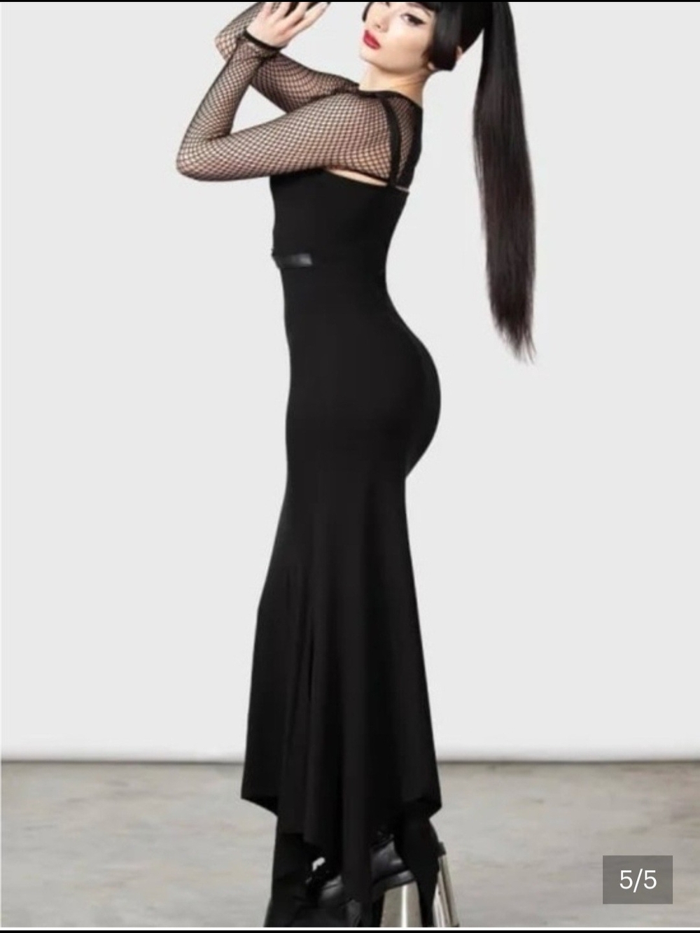 Killstar Black Maxi Dress with O-Ring Harness Detail - Picture 14 of 16